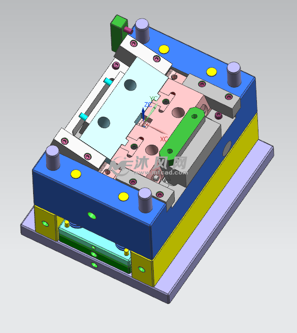 玩具零件一个斜行位一个常规行位模具图